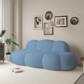 Boneless Small Couch for Bedroom 90 Modern Curved Boucle Couch Comfy Upholstered Cloud LoveSeat Floor Sofa Deep Seat Leisure Bubble Couches for Living Room Small Space (Blue No Installation)