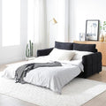 Black Convertible Sleeper Sofa Couch Full Size 3-in-1 Pull Out Sofa Bed for Living Room Small Space Loveseat for Home Office Bedroom Apartment