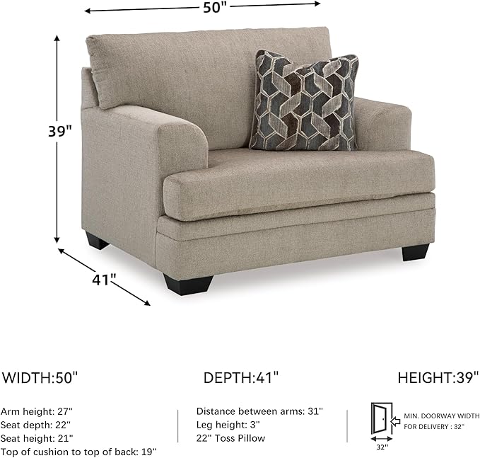 Signature Design by Ashley Stonemeade Casual Upholstered Oversized Chair with 1 Toss Pillow Light Brown