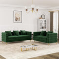 OUYESSIR Living Room Sofa Couch and Loveseat Set Modern Comfy Velvet Deep Seat Cloud Couch with 5 Pillows Oversized Sofa Furniture Sets for Living Room Bedroom Emerald Green Velvet