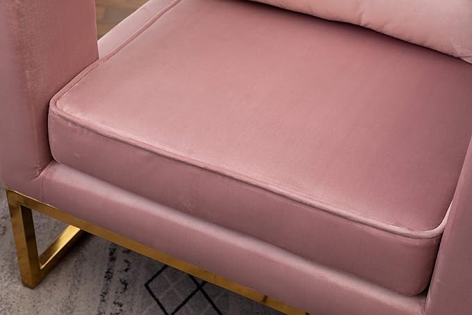 Roundhill Furniture Lenola Upholstered Accent Arm Chair Pink 27.5D x 29.75W x 34.5H in