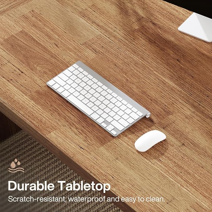 Tribesigns 70.87-Inch Executive Computer Desk: Large Home Office Desk with Solid Wooden Pedestal Industrial Wood Study Writing Table Workstation Business Furniture Walnut