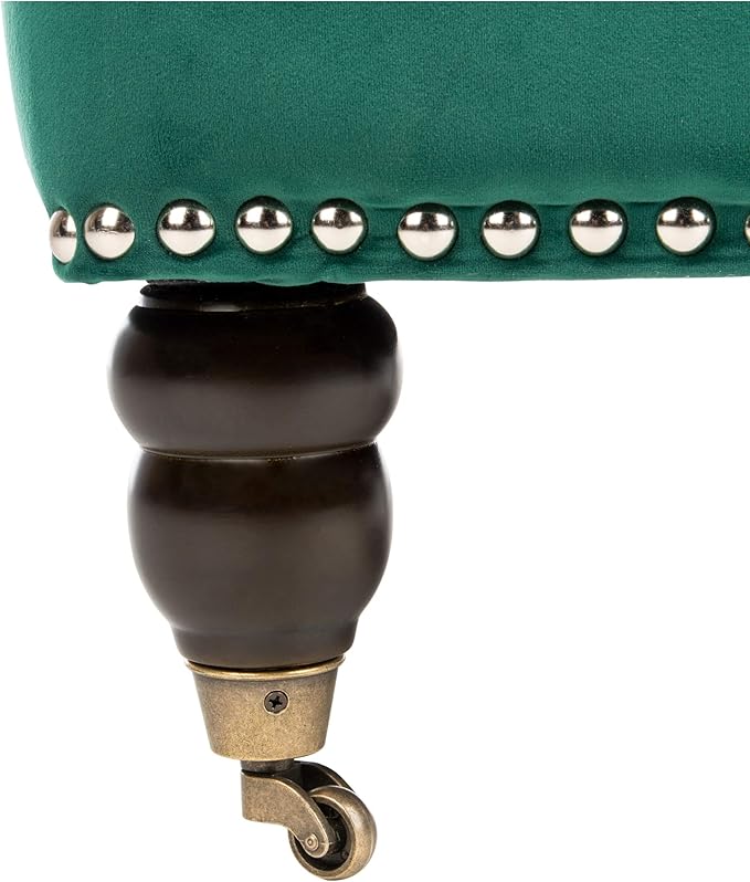 Safavieh Home Colin Emerald Green Velvet and Espresso Tufted Club Chair
