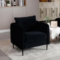 Mid-Century Modern Velvet Accent Chair - Plush Upholstered Armchair with Metal Legs 300lb Capacity Comfy Reading Chair for Living Room Bedroom or Office (Black)