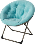 Garvee Saucer Chair Comfy Chair Faux Fur Lounge Moon Chair with Folding Metal Frame Oversized Plush Foldable Flower Accent Seat for Adults Teens Bedroom Dorm or Living Room(1PCS Blue)