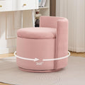 Large Velvet Vanity Chair with Storage 360° Swivel Makeup Chair with Wave Back No Assembly Small Accent Stool for Bedroom Dressing Living Room Pink