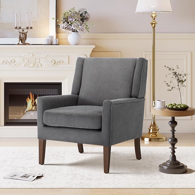 Accent Chairs for Living Room Mid-Century Wooden Fabric Living Room Chairs Arm Chair Side Chairs for Living Room Bedroom Reading Nook