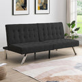 Modern Convertible Futon Sofa Bed Adjustable Loveseat Futon Couch with Metal Legs Upholstered Sofa Bed with Wood Frame Sleeper Couches for Small Compact RV Living RoomOffice (Black-Fabric)
