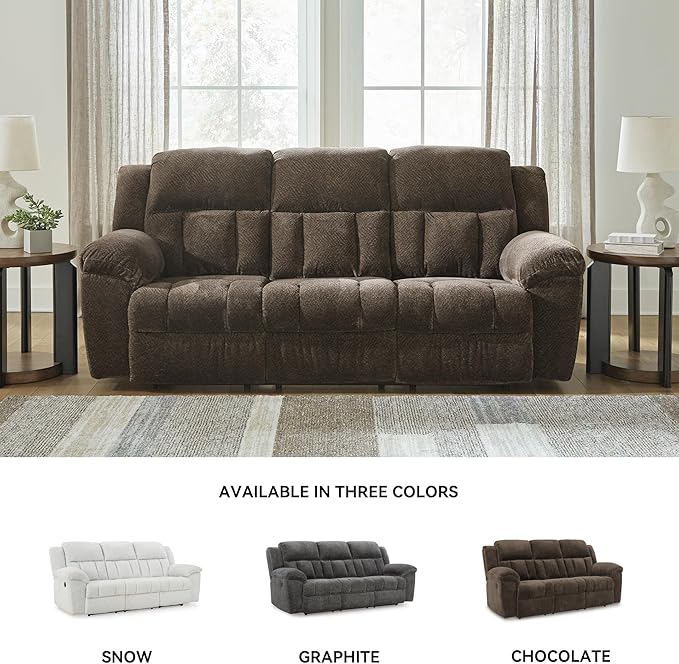 Signature Design by Ashley Frohn Modern Manual Reclining Sofa Dark Brown