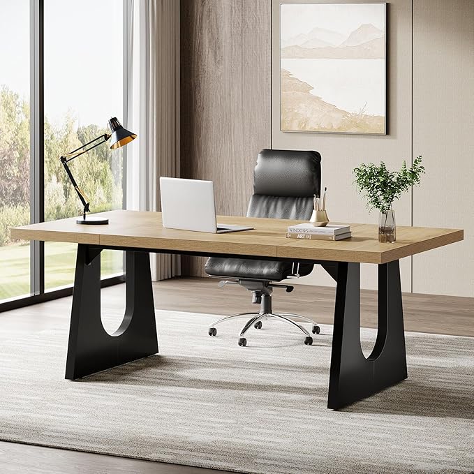 Tribesigns 70.86-Inch Executive Desk Large Computer Office Desk with Double Wood Pedestal Modern Simple Style Rectangle Writing Table for Home Office