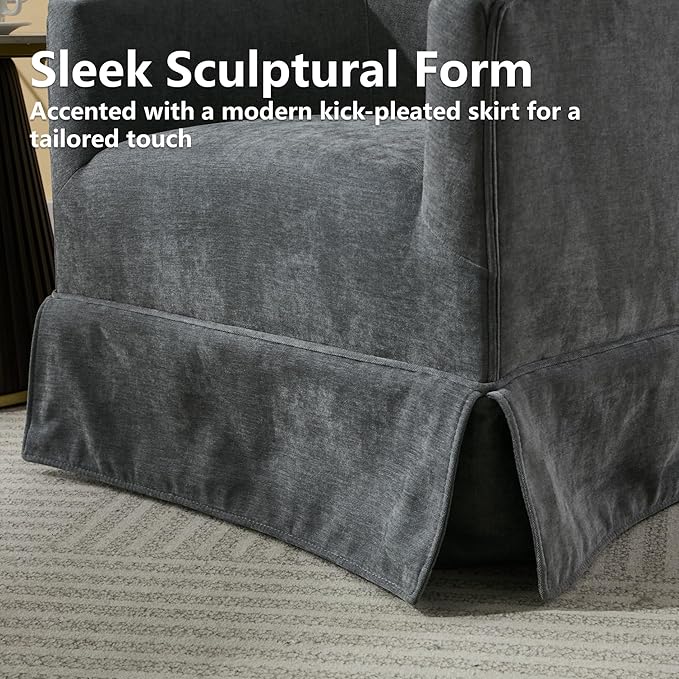 Swivel Accent Chair for Living Room 360° Upholstered Barrel Swivel Chairs with Skirted Base Modern Linen Armchairs for Bedroom Reading Nook Small Space Grey