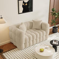 Boucle Sofa Couch 55 Comfy Upholstered Sherpa Loveseat Tufted Cozy 2-Seater Deep Seat Cloud Couch Modern Small Love Seat with 2 Pillows for Living Room Apartment Bedroom Light Brown
