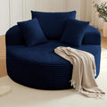 Oversized Round Chair Lounge Chaise Indoor Upholstered Corduroy Deep Seat Cloud Large Circle Sofa Chair No Assembly Required Fluffy Modern Sleeper Sofa Bed for Reading Living Room Dark Blue