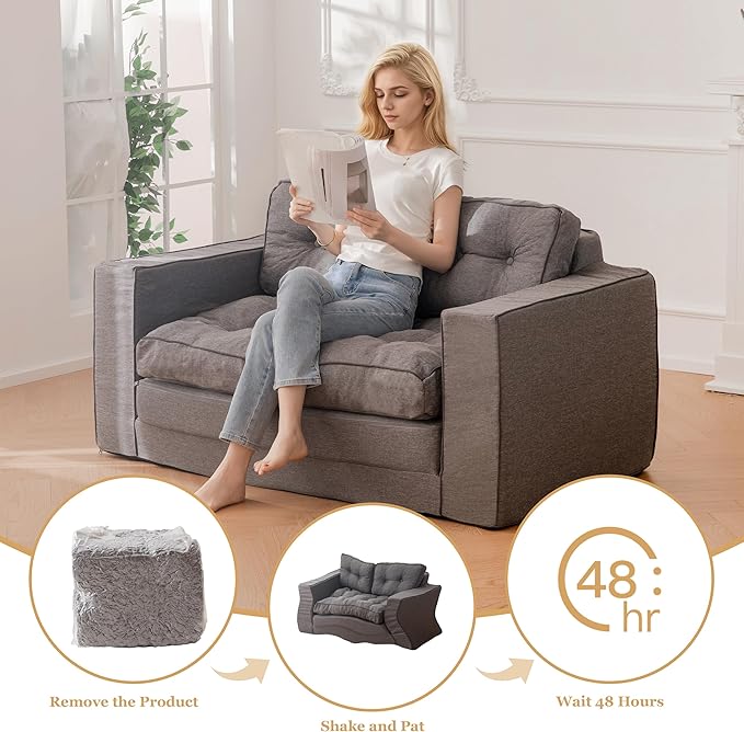 YOSHOOT Loveseat Sleeper Sofa55 Convertible Sofa Bed Couch Futon Couches for Living Room3-in-1 Pull Out Floor Couch with Reclining Backrest and Pillows
