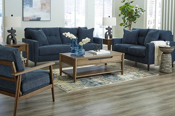 Signature Design by Ashley Bixler Classic Tufted Loveseat with Removable Cushions Blue