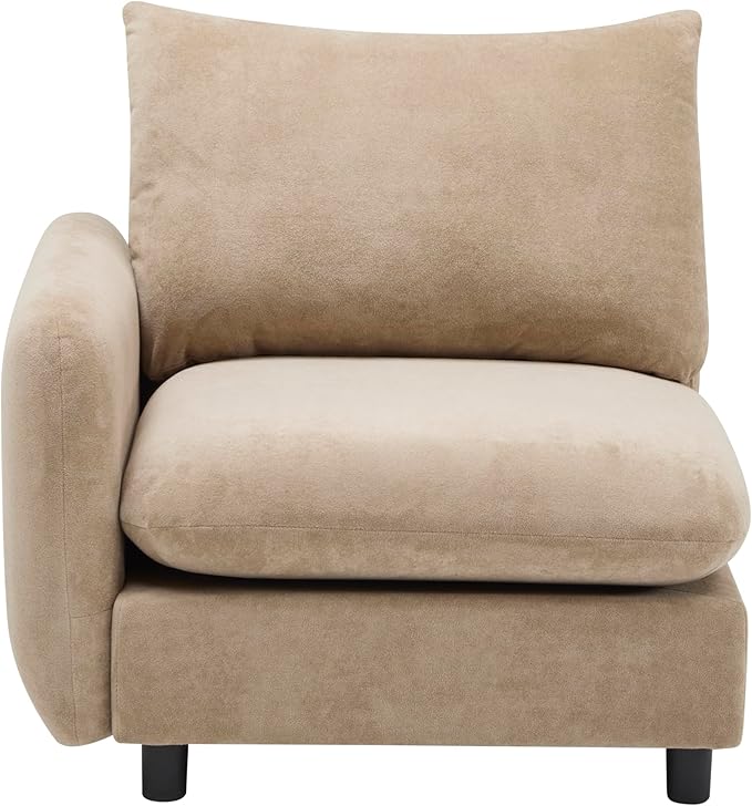 Christopher Knight Home Bricez Modern Fabric Upholstered Loveseat Sofa Wooden Modular Sectional Sofa Couch 2 Seater Comfy Cloud Couch with Pillow for Living Room Home Office Apartment Camel