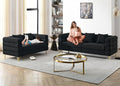 Antetek 81-inch Couches + 60-inch Loveseat Sofa for Living Room Modern Teddy Fabric Upholstered Sofa Couch with Square Arm and 4 Golden Metal Legs for Living Room Office Apartment