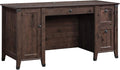 Sauder Carson Forge Rustic Vintage Computer Desk with Drawers Storage in Coffee Oak finish