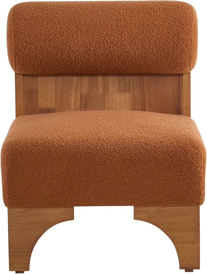 Christopher Knight Home Nadine Boucle Club Chair Upholstered Lounge Chair Rolled Backrest Accent Chairs Solid Wood Legs Frame Single Sofa for Living Reading Room Accent Chairs Set of 2 Brown