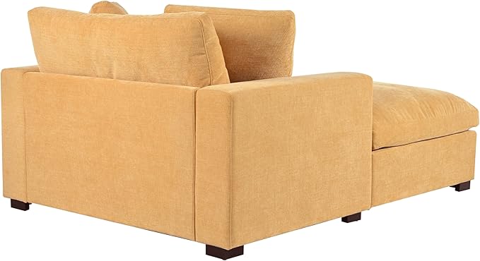 Christopher Knight Home Larrz Oversized Chaise Lounge Chair Indoor Cozy Upholstered Sleeper Sofa Couch Durable Wood Frame Deep Seat Reading Chair with 2 Throw Pillows and Armrests Yellow