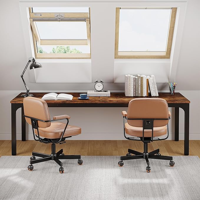 Tribesigns 2-Person Home Office Desk 78.7 Extra Long Computer Desk Double Workstation for Home Office Work Desk for Two People (Rustic Brown)