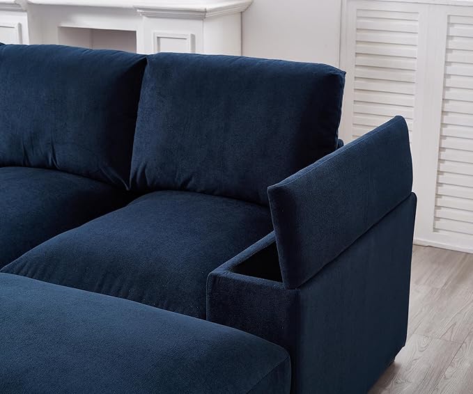 122 Oversized Modular Sectional Sofa Cloud Couch with 2 Ottomans Comfy Corduroy Upholstered Deep Seat Large U Shaped Lounge Sofa&ampCouches with Hidden Arm Storage Box
