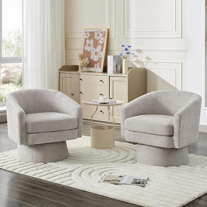 360° Swivel Accent Reading Chair - Chenille Lounge Single Sofa with Storage Modern Club Armchair for Living Room Bedroom &amp Office（Light Gray）