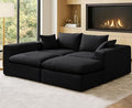 91.34 No Assembly Required Sectional Couch Modern 6-Piece Frameless Modular Sofa with Ottoman Deep Seat Cloud Couches for Living Room Oversized Chenille Comfy Sofa Black