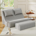 Giant Bean Bag Chair for Adults - Indoor Chaise Lounge with Pillows &amp Ottomans Upholstered Loveseat Floor Sofa Chair for Reading Gaming Napping and Movies (Gray)