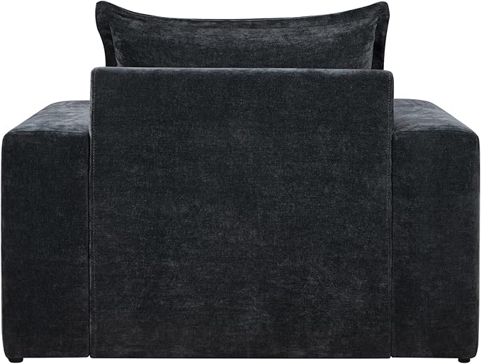 Merax 40.9 Chenille Upholstered Armchair Accent Chair with Wide Armrests Thick Cushion Ergonomic Back Support for Living Room Bedroom or Office Black