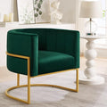 GDFStudio Velvet Accent Chair Mid-Century Living Room Leisure Chair with Golden Metal Stand Upholstered Vanity Chair with Curve Backrest for Bedroom Dining Room Set of 1 Emerald Green