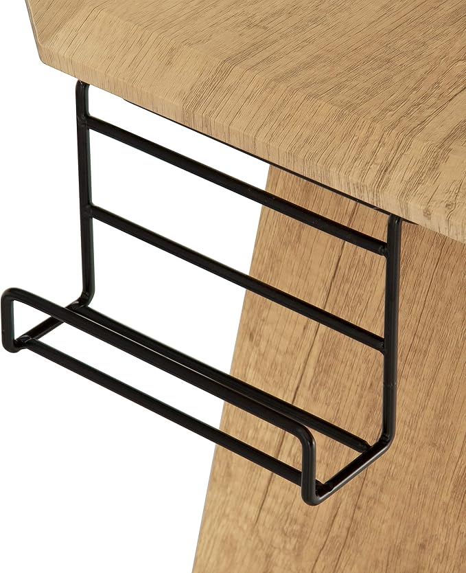 Techni Mobili Home Office Computer Writing Desk Workstation with Two Cupholders and a Headphone Hook- Pine