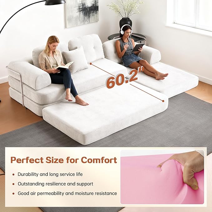 KEIKI 104 Modern Sectional Modular Sofa Bed with ChaiseEnhanced Frame StabilityCompressed Memory Foam Couch for Living Room