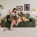 63 Cloud Loveseat Sofa Modern Corduroy Boneless Couch with Deep Seat Memory Foam Comfy 2 Seater Foam Floor Couches for Living Room Bedroom Apartment No Assembly Required Green