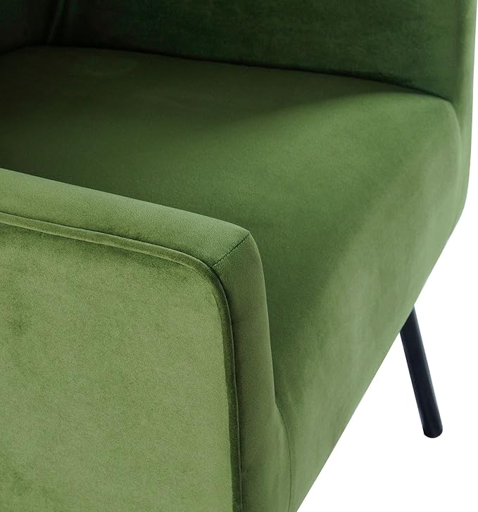 HomePop Modern Accent Chair Homepop Home Décor Accent Chairs for Living Room &amp Bedroom Fabric Reading Living Room Side Chair Single Sofa with Lounge Seat and Metal Legs - Green Velvet