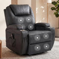Flamaker Swivel Rocker Recliner for Adults 360 Glider Rocking Chair with Vibration Massage Upholstered Recliner Chair with 2 Cup Holders &amp Side Pockets for Living Room Nursery (Leathaire Black