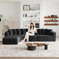 131” Oversized L Shaped Couch Corner Curved Modular Sectional Sofa with 10 Pillows Cloud Chenille Deep Seat No Assembly Required for Living Room Left Chaise Black