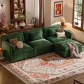 ELUCHANG 116 L Shaped Modular Sectional Cloud Couch with Pillow Deep Seat Sofa Couches for Living Room 4-Seat Modern Sofa with Movable Ottoman Chenille Green