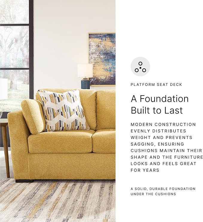 Signature Design by Ashley Keerwick Scandinavian Sofa with 4 Toss Pillows Yellow