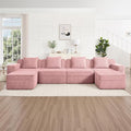 153.5 Boneless Sectional Couch for Living RoomCorduroy Cloud Sofa with Deep Seats and Wide Armrests Memory Foam Sofa 4 Seater Pink Sofa for Apartments