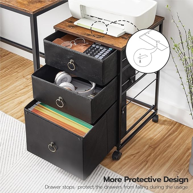Mobile File Cabinet 3-Drawer Mobile File Cabinet Vertical Filing Office