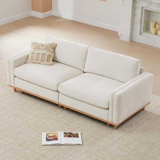 CHITA Super Large Luxury Loveseat Sectional Modular Sofa Down Filled Modern Sofa Deep Seat Comfty Cloud Couch 83 inch Width 2 Seat Couch Solid Wood Leg Linen