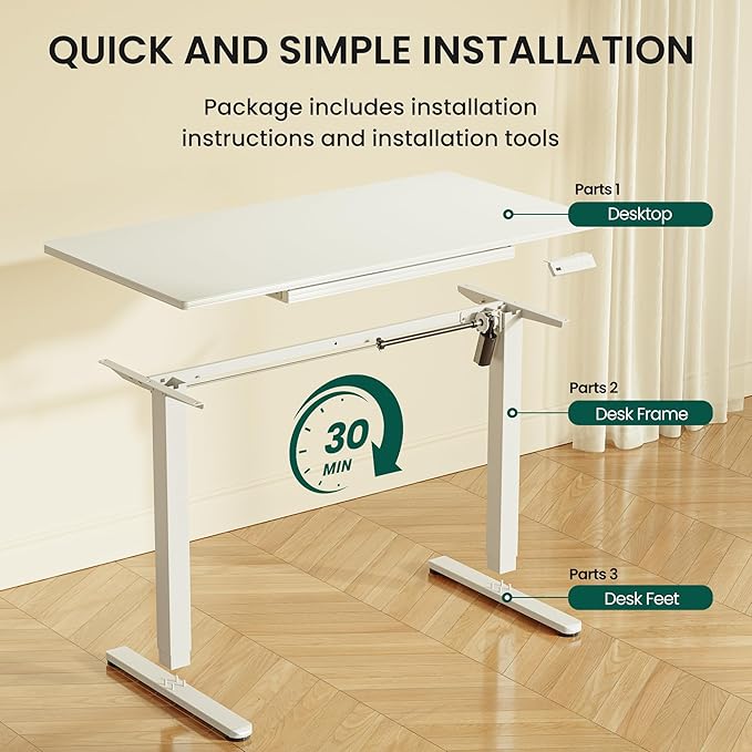 FEZIBO 55x24 inchs Electric Standing Desk - One-Piece Glass Top Height Adjustable Workstation with 4 Memory Presets Ergonomic Sit-to-Stand Table for Home Office &amp Gaming