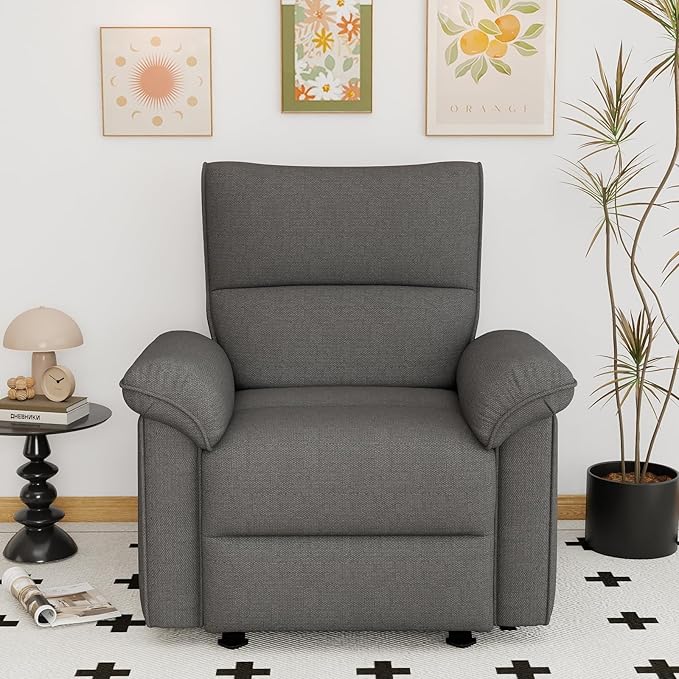 KEIKI Wall Hugger Recliner Chair Zero Wall Electric Recliner Chairs with USB Port Electric Recliner for Living Room Fabric Reclining Armchair for Small Space Dark Gray