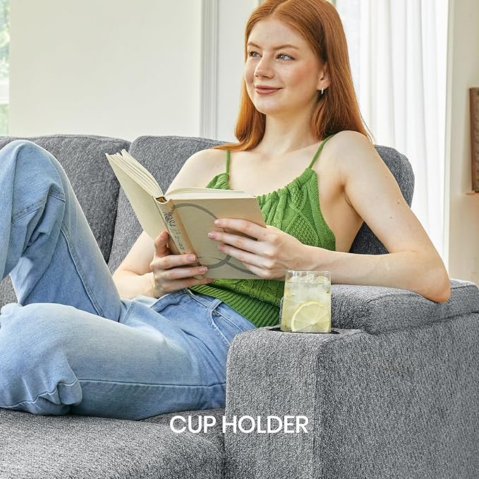 Belffin Sleeper Sofa Bed Pull Out Couch L Shaped Couch with Storage Right-Facing Chaise Modular Sectional Sofa with Cup Holder. Light Grey