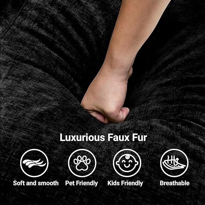 Claiks 123 Modular Boneless Couch U Shaped Couch for Living Room Modern Deep Seat Sofa 3 Seater Chenille Fabric Comfy Cloud Couches with Movable Ottoman Black