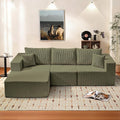 Modular Sectional Sofa for Living Room 108 Cloud Couch Sectional with L-Shape Chaise Modern Upholstered Corduroy Boneless Couch with Memory Foam Deep Seat No Assembly Required (Green)