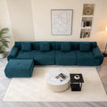 L-Shaped Boneless Modular Sectional Sofa Boneless Sectional Couch Oversized 4-Seater Cloud Couch with Deep Seat and Movable Ottoman for Living Room Apartment Green