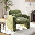 LSSPAID Modern Accent Chairs Chenille Fabric Armchairs for Living Room Comfy Upholstered Leisure Single Sofa Chair with Lumbar Pillow for Bedroom Balcony Office (Green Set of 1)