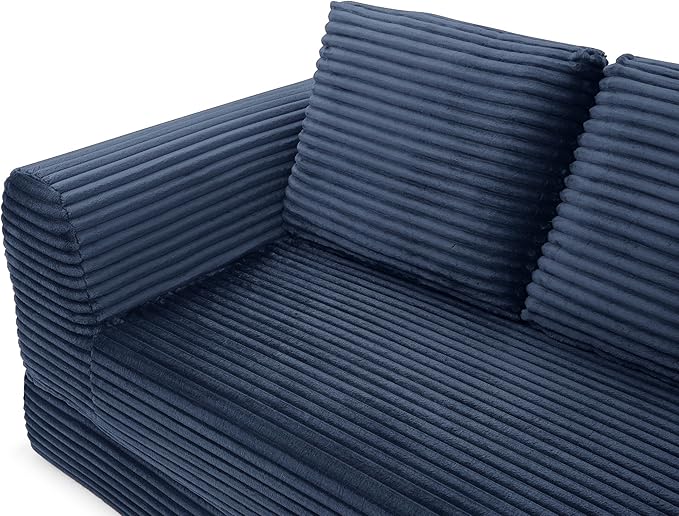 Foldable Boneless Love Seat Couches in a Box Modern Floor Foam Sleeper Sofa Bed 2-in-1 Convertible Cloud Sofa for Home Apartments Bedroom
